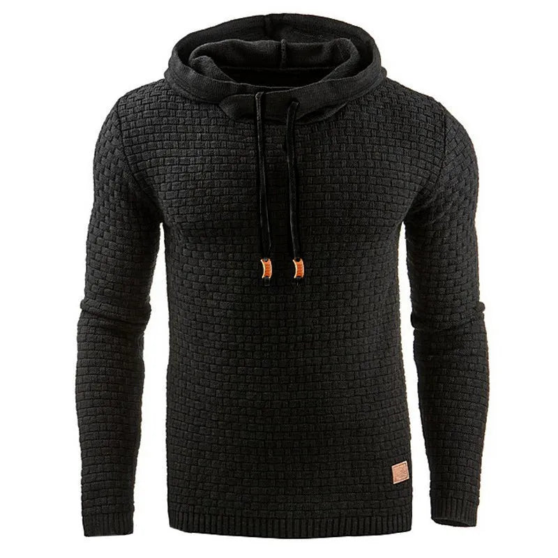 Moletom com capuz casual masculino de cor sólida e quente