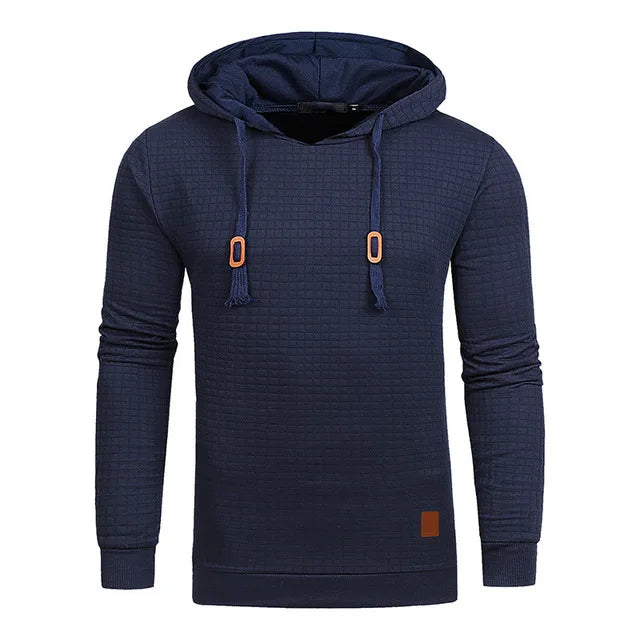Moletom com capuz casual masculino de cor sólida e quente