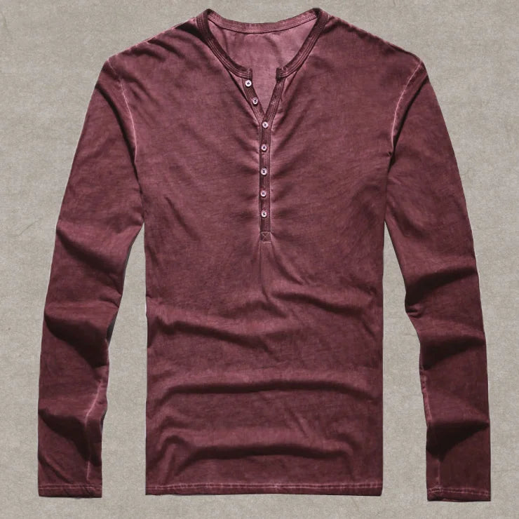 Camisetas masculinas de manga comprida, cardigã masculino de alta qualidade, cor antiga, camiseta com gola V