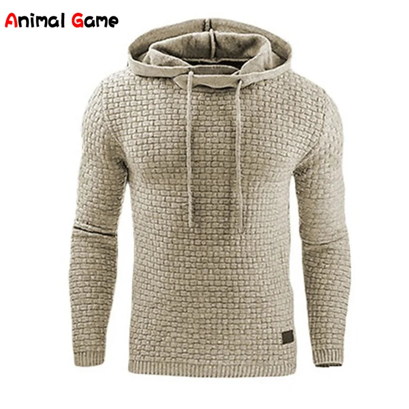 Moletom com capuz casual masculino de cor sólida e quente