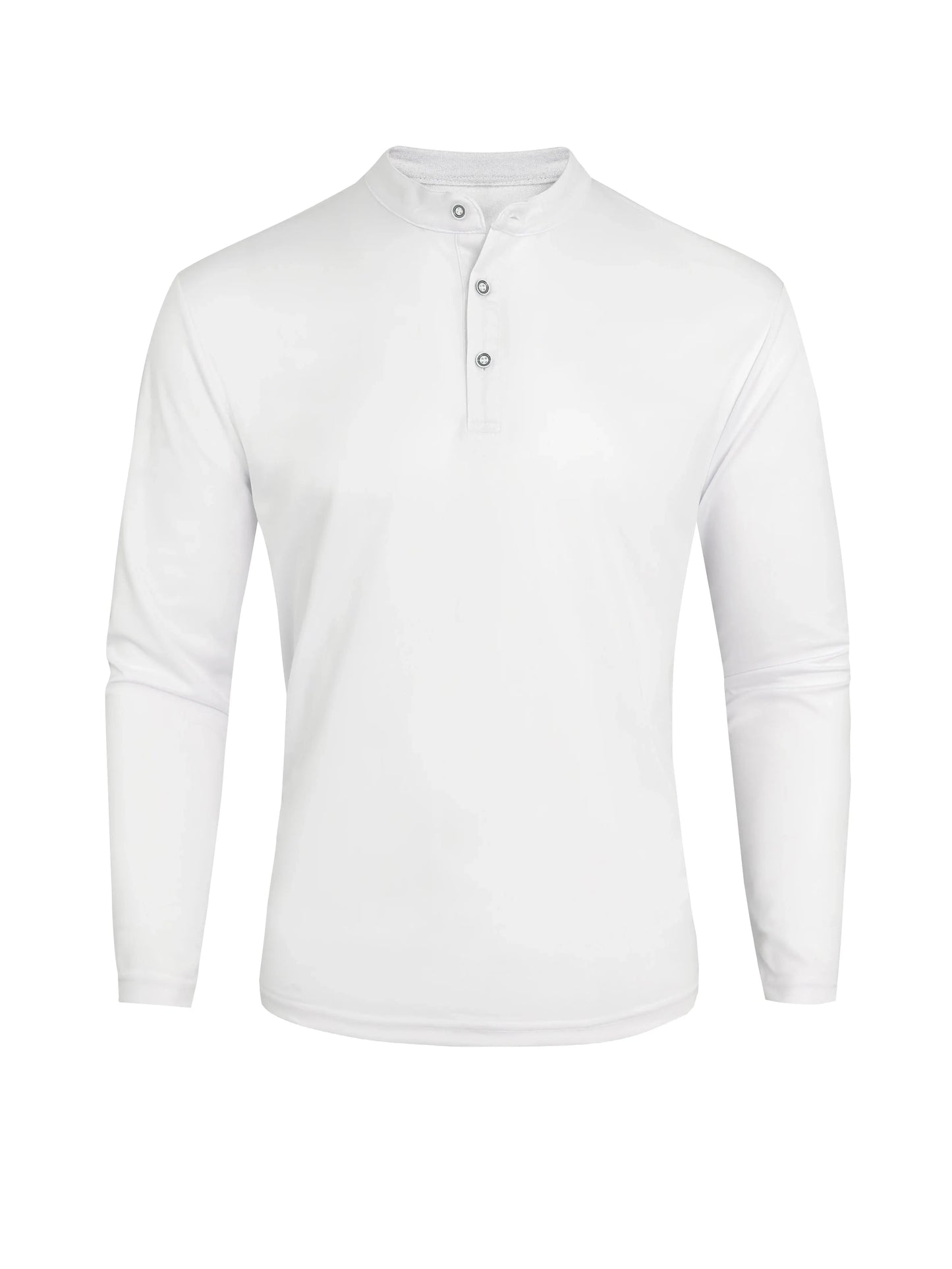 Camisa masculina de manga comprida com gola Henley, casual, respirável, para outono/primavera