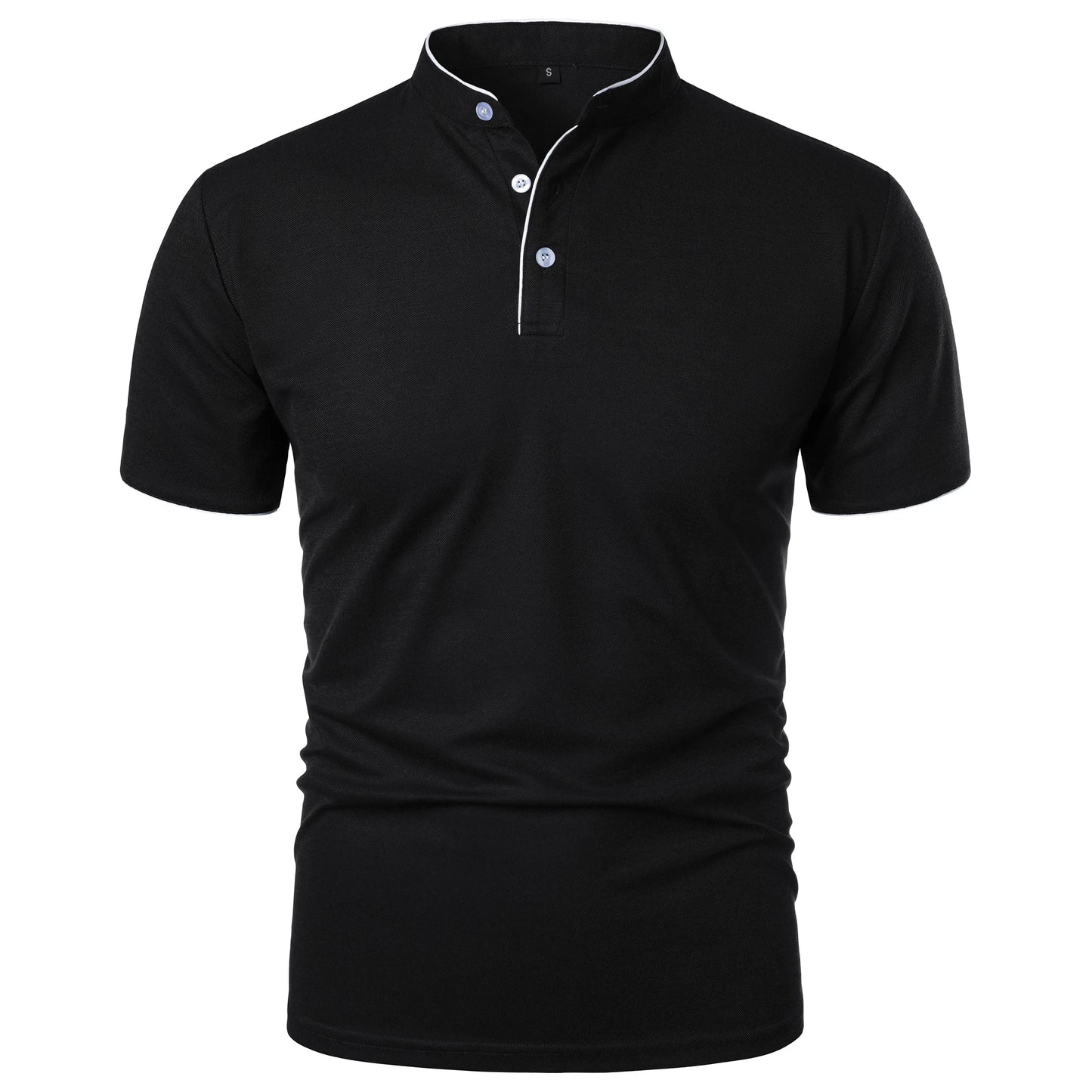 Camiseta masculina de manga curta com gola alta, moda casual diária, cor sólida, camiseta de manga curta com gola alta