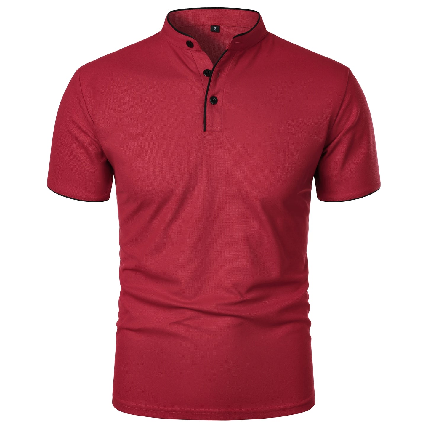 Camiseta masculina de manga curta com gola alta, moda casual diária, cor sólida, camiseta de manga curta com gola alta