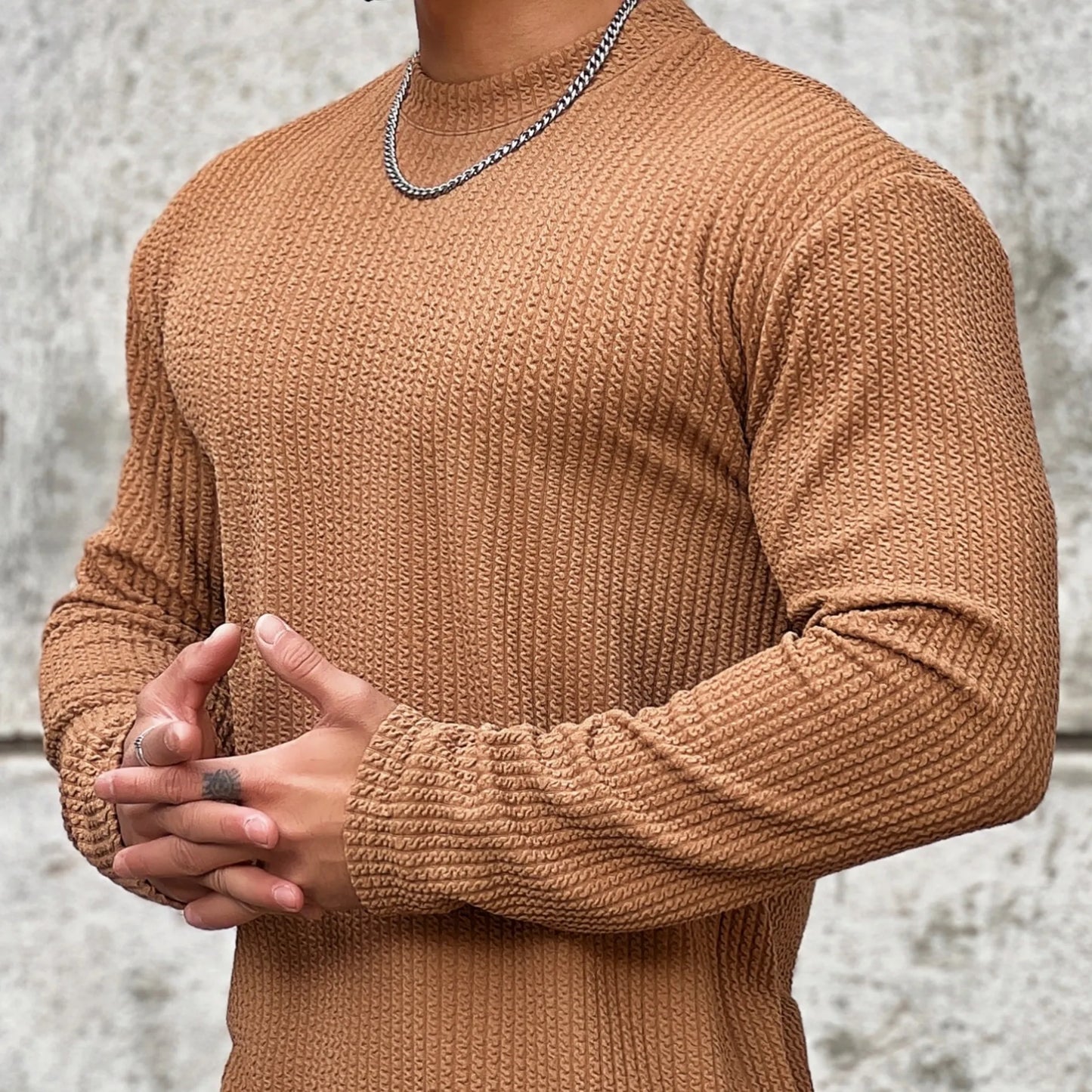 Camiseta casual masculina de manga comprida