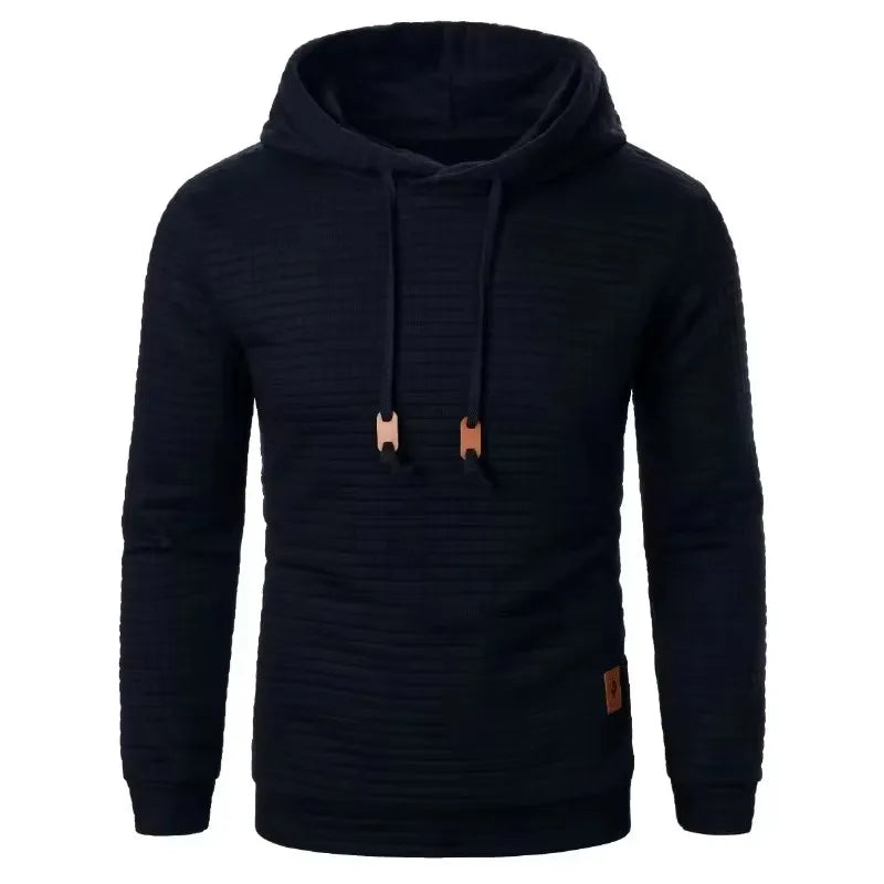 Moletom com capuz casual masculino de cor sólida e quente