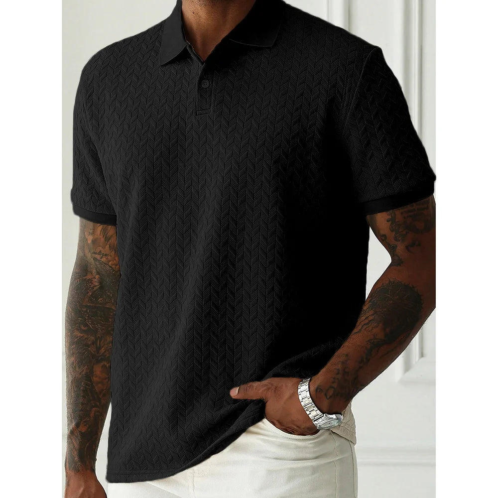 Camisa polo masculina de alta qualidade, manga curta, casual pesada, com botões, moda primavera/verão