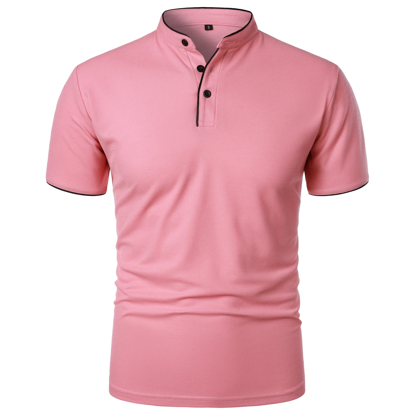 Camiseta masculina de manga curta com gola alta, moda casual diária, cor sólida, camiseta de manga curta com gola alta