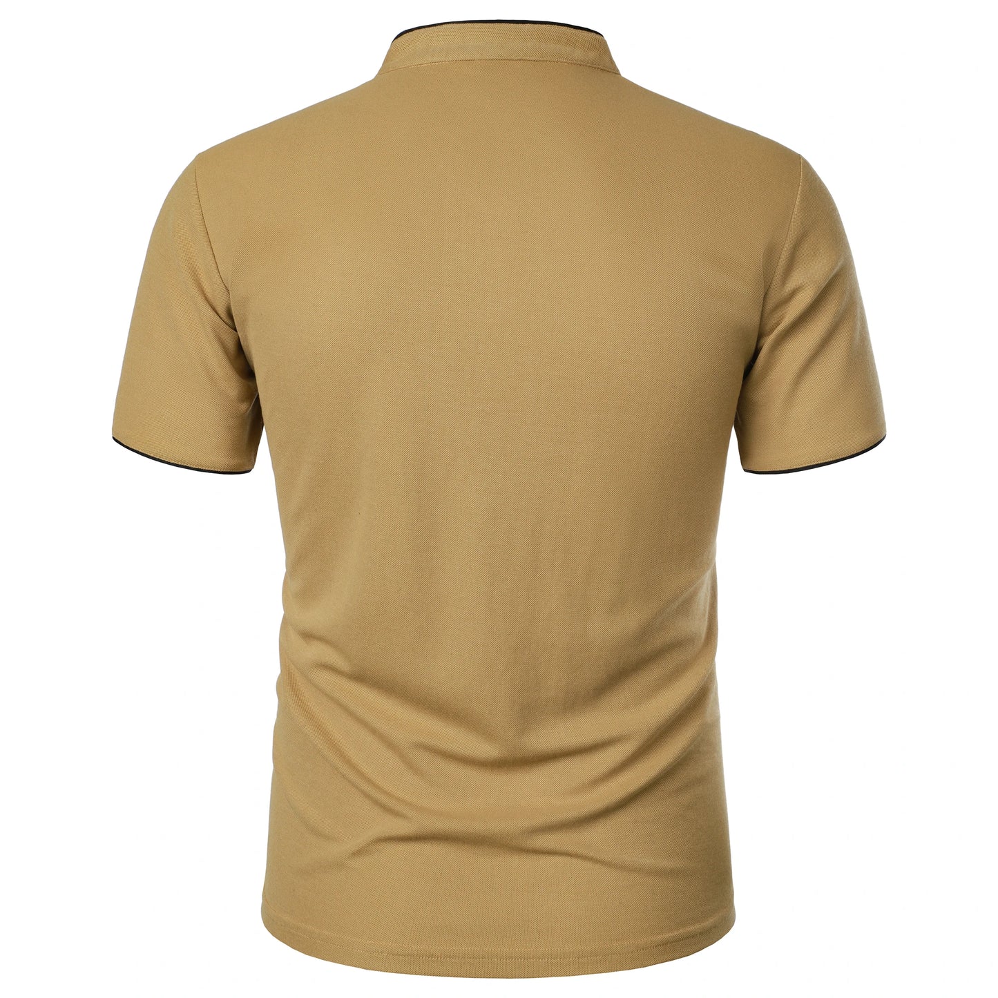 Camiseta masculina de manga curta com gola alta, moda casual diária, cor sólida, camiseta de manga curta com gola alta