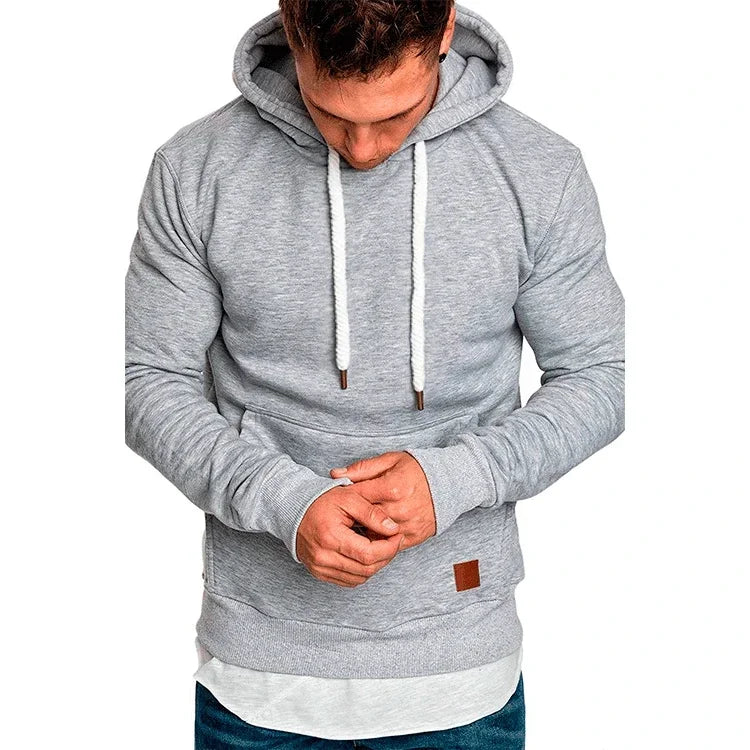 Moletom com capuz de manga comprida, cor sólida, para esportes ao ar livre e lazer,moda outono.