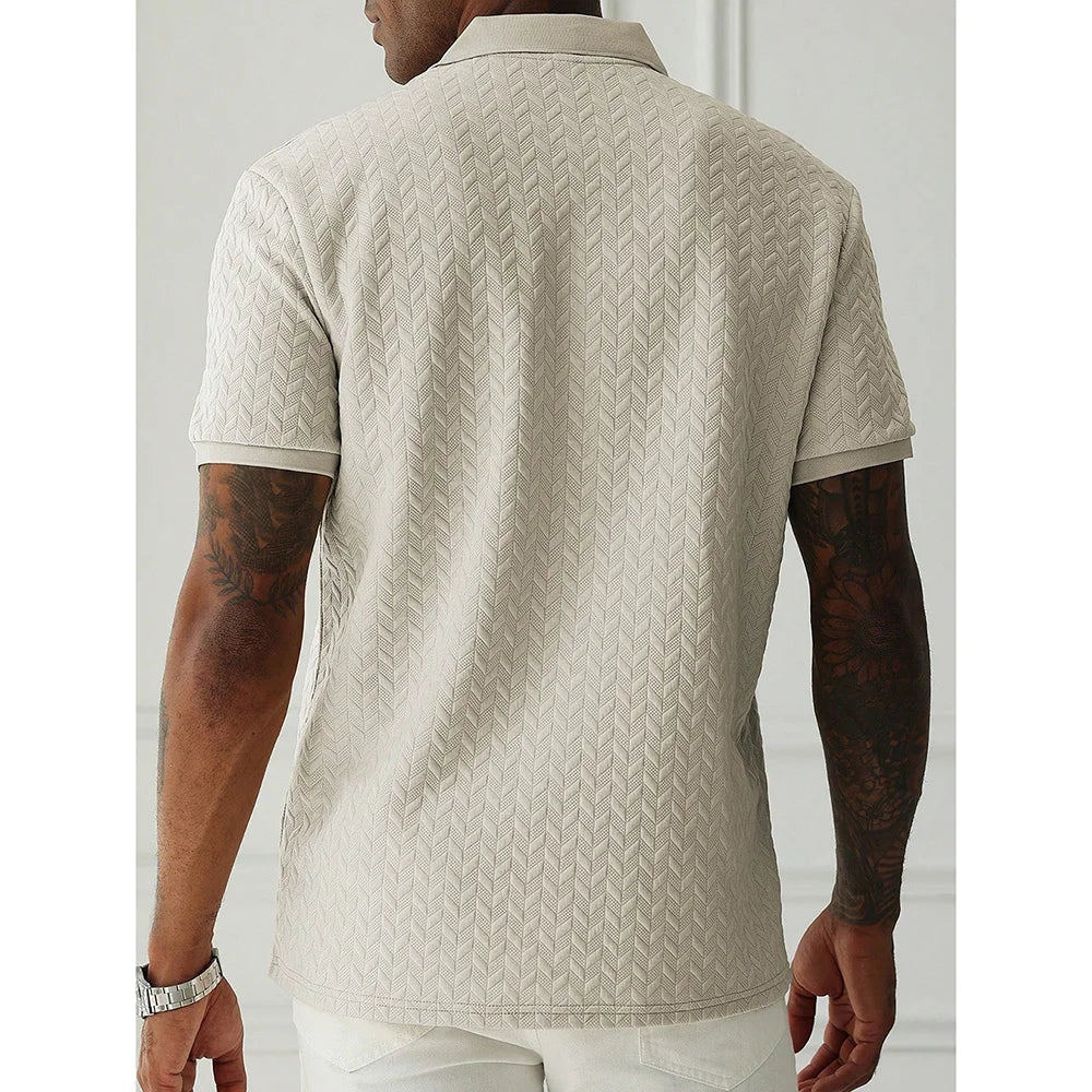Camisa polo masculina de alta qualidade, manga curta, casual pesada, com botões, moda primavera/verão