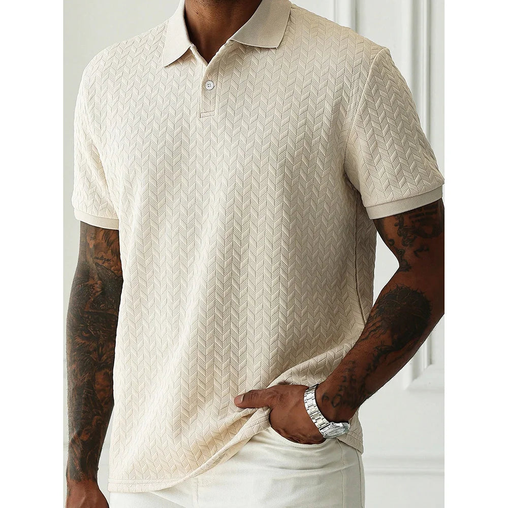 Camisa polo masculina de alta qualidade, manga curta, casual pesada, com botões, moda primavera/verão