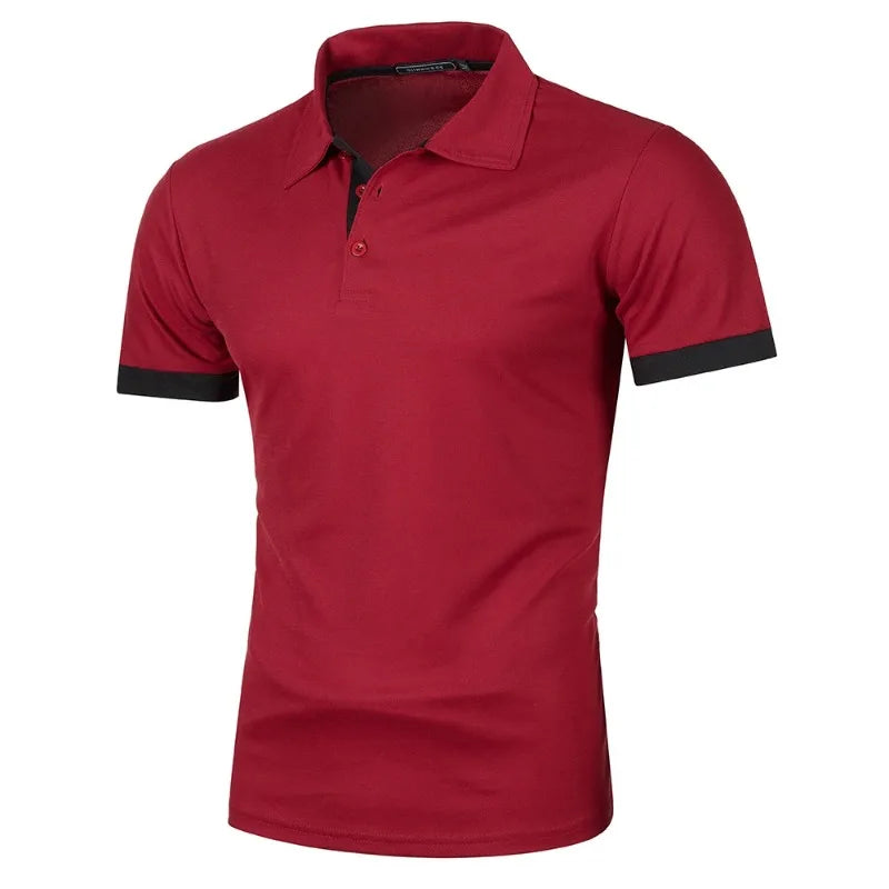 Nova camisa polo masculina de manga curta, cor sólida, streetwear, leve, lapela
