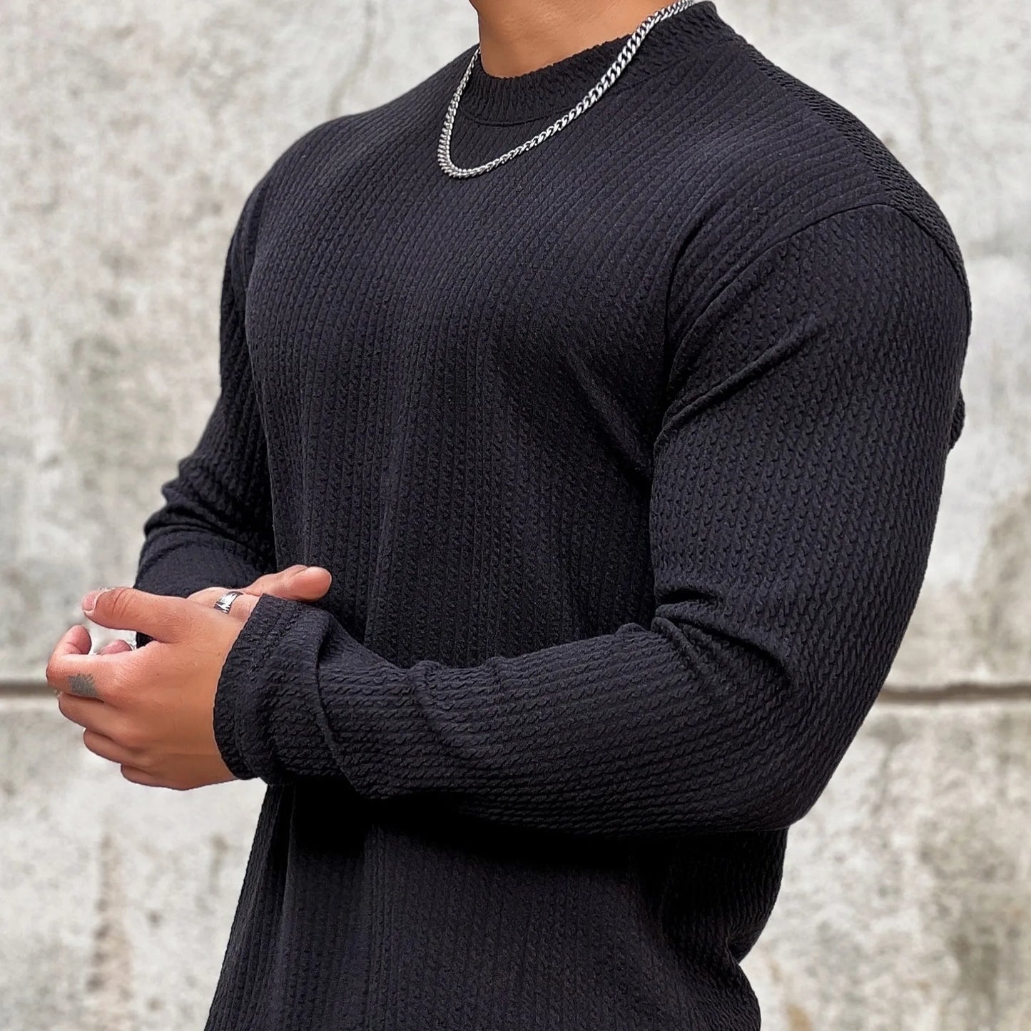 Camiseta casual masculina de manga comprida