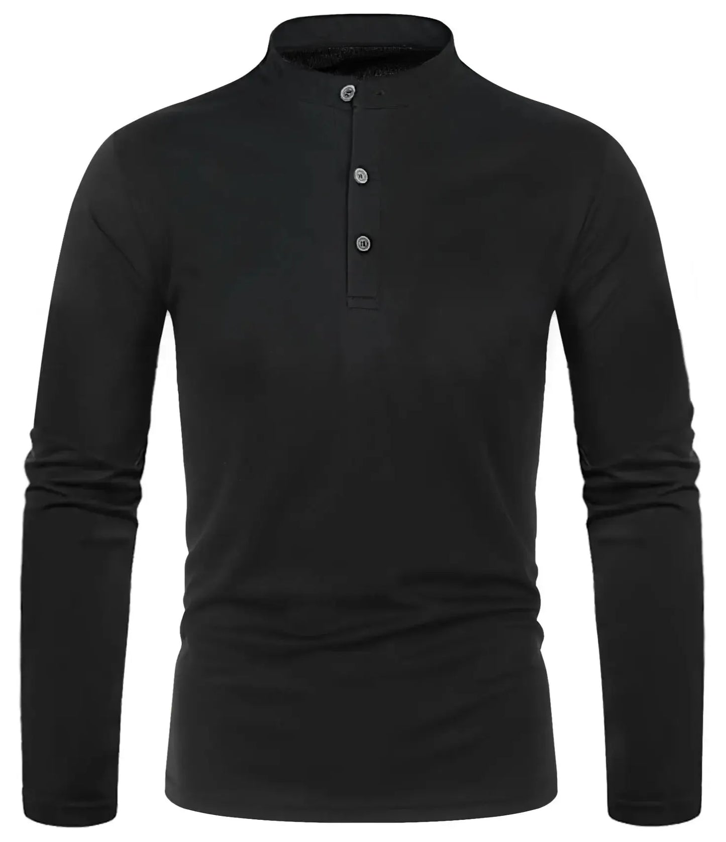 Camisa masculina de manga comprida com gola Henley, casual, respirável, para outono/primavera