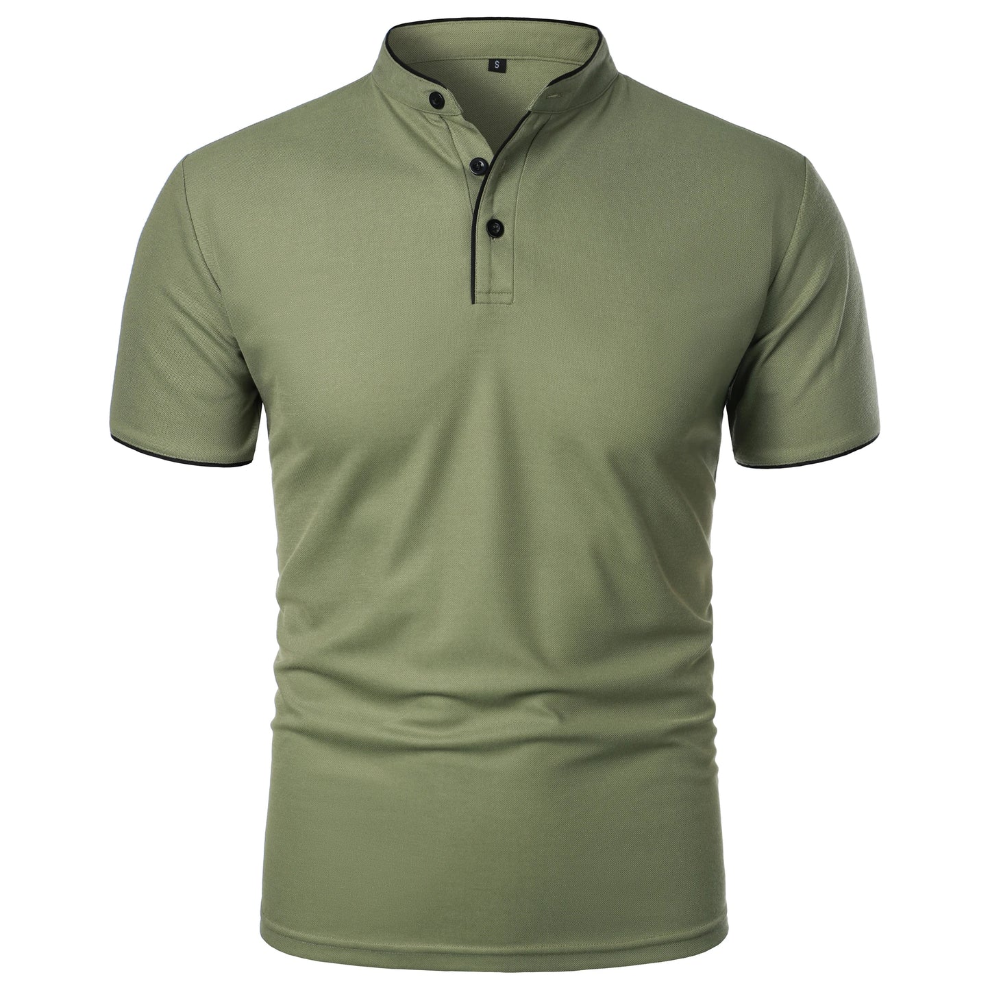 Camiseta masculina de manga curta com gola alta, moda casual diária, cor sólida, camiseta de manga curta com gola alta