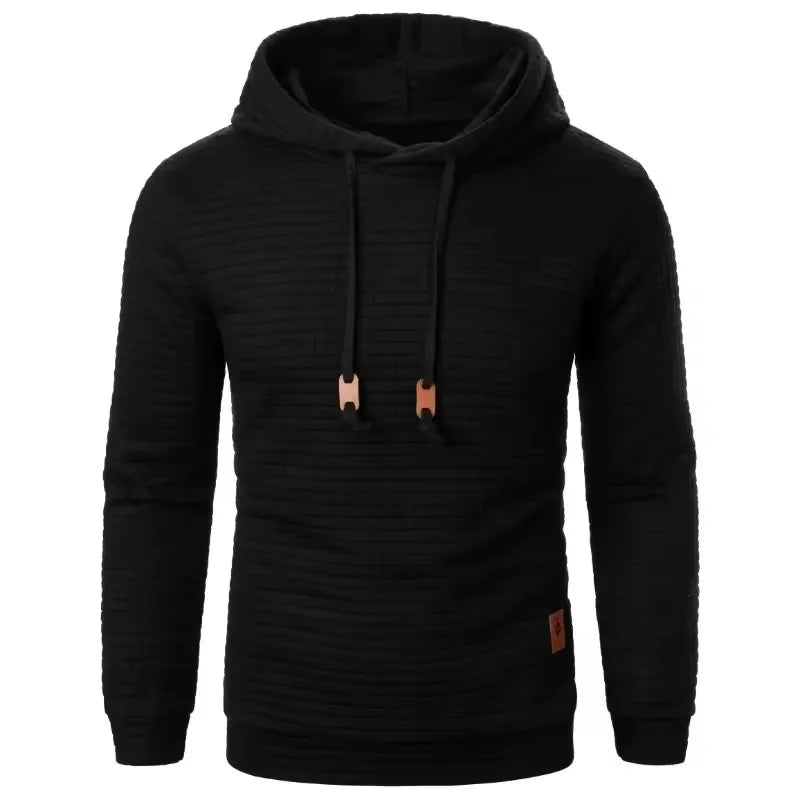 Moletom com capuz casual masculino de cor sólida e quente