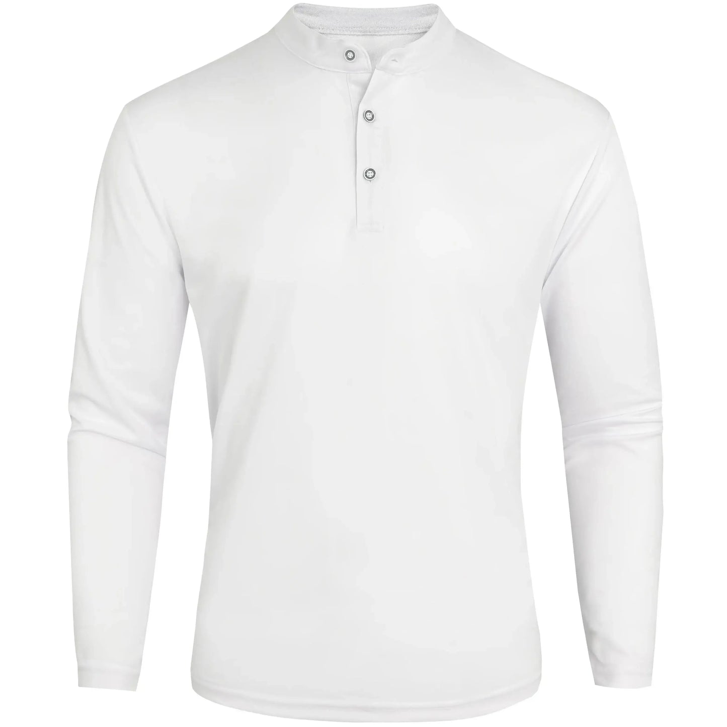Camisa masculina de manga comprida com gola Henley, casual, respirável, para outono/primavera