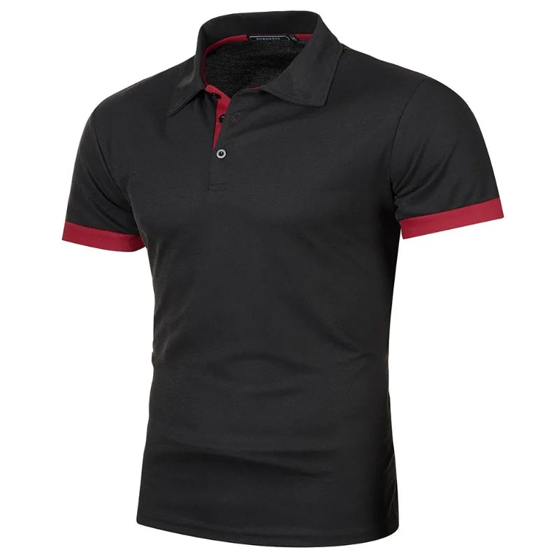 Nova camisa polo masculina de manga curta, cor sólida, streetwear, leve, lapela