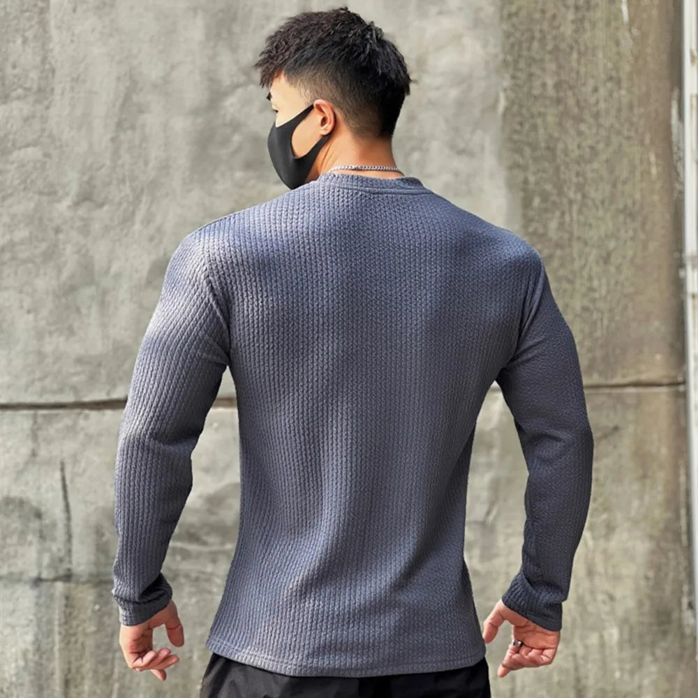 Camiseta casual masculina de manga comprida
