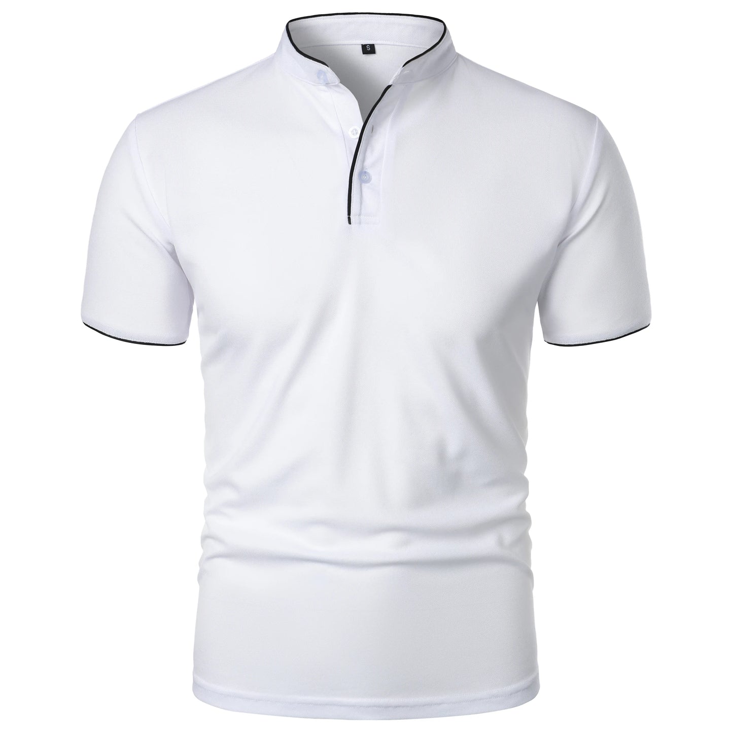 Camiseta masculina de manga curta com gola alta, moda casual diária, cor sólida, camiseta de manga curta com gola alta