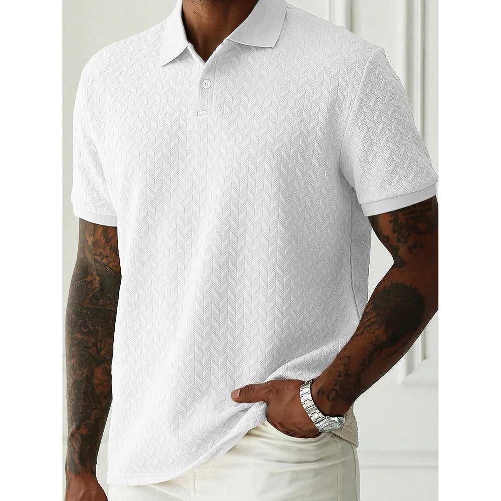 Camisa polo masculina de alta qualidade, manga curta, casual pesada, com botões, moda primavera/verão