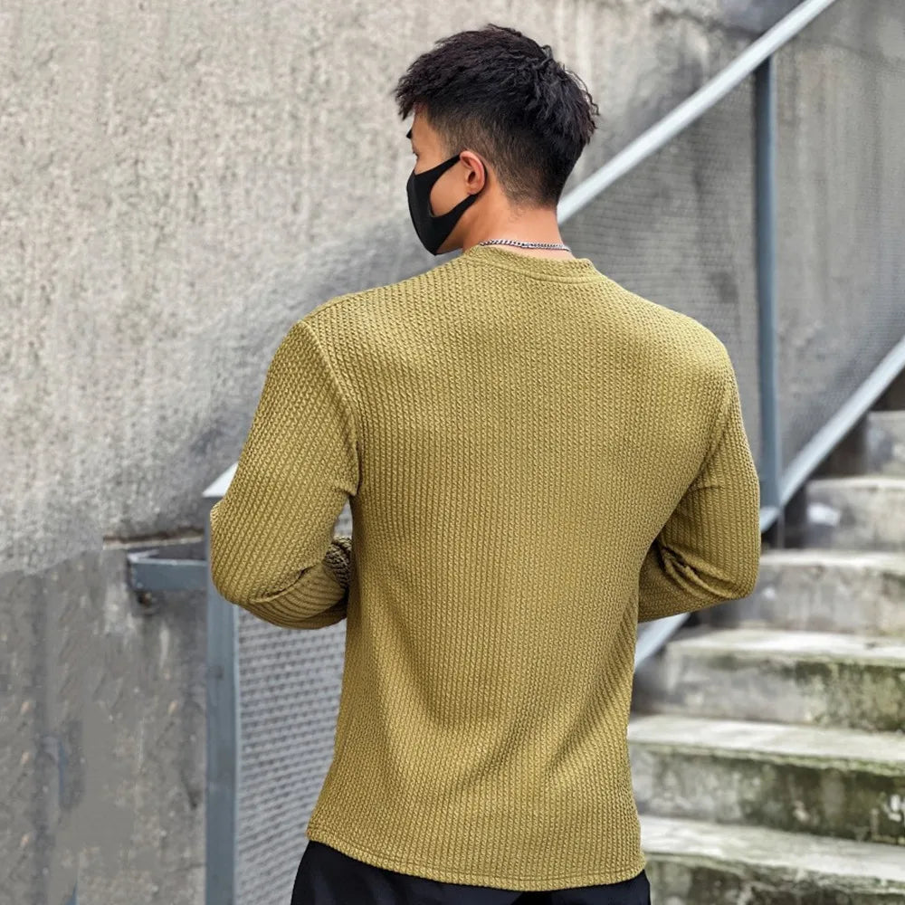Camiseta casual masculina de manga comprida