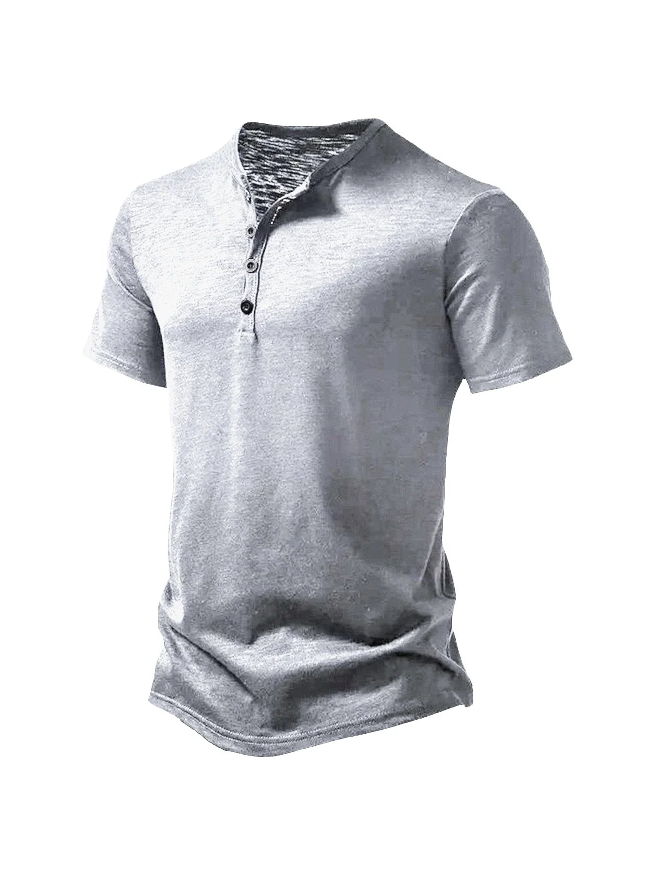 Camiseta básica masculina de verão, gola Henley, manga curta, casual masculino, respirável, streetwear, camiseta masculina