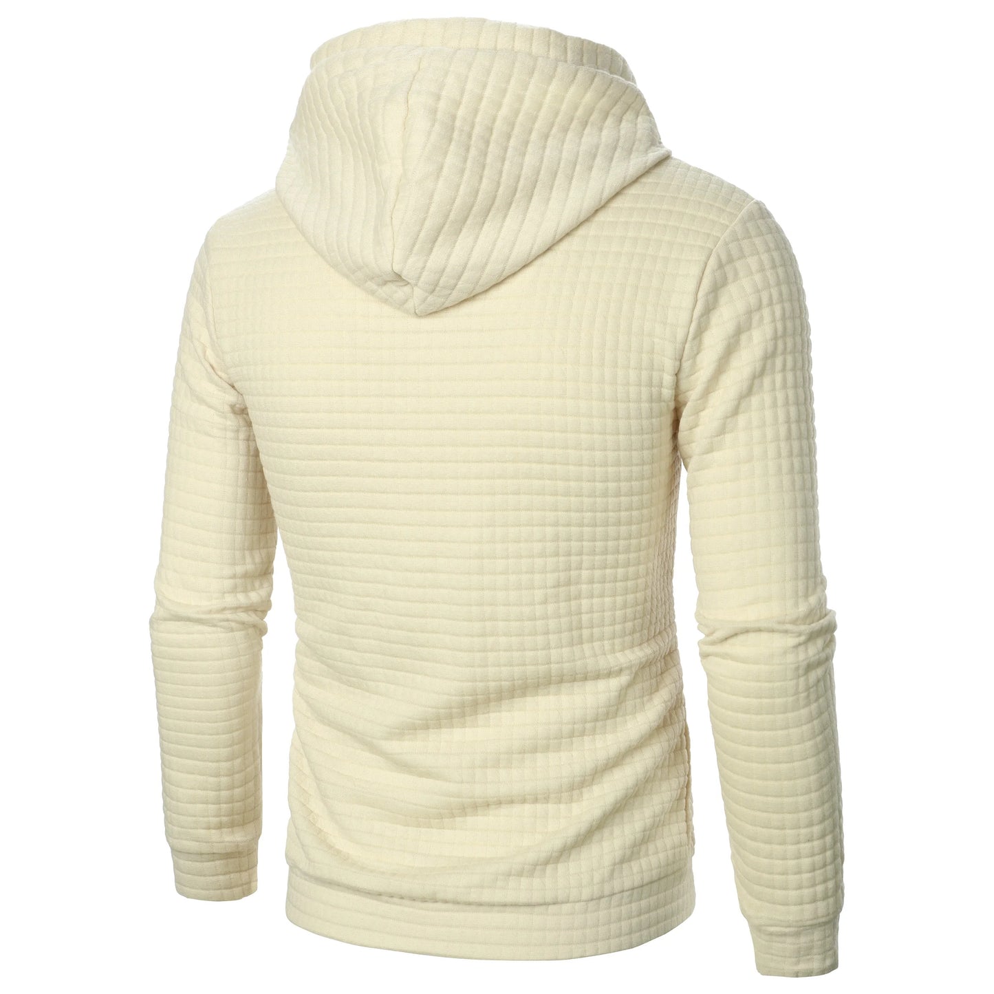 Casaco masculino com capuz, manga comprida, jacquard xadrez, cor quente, outono/inverno