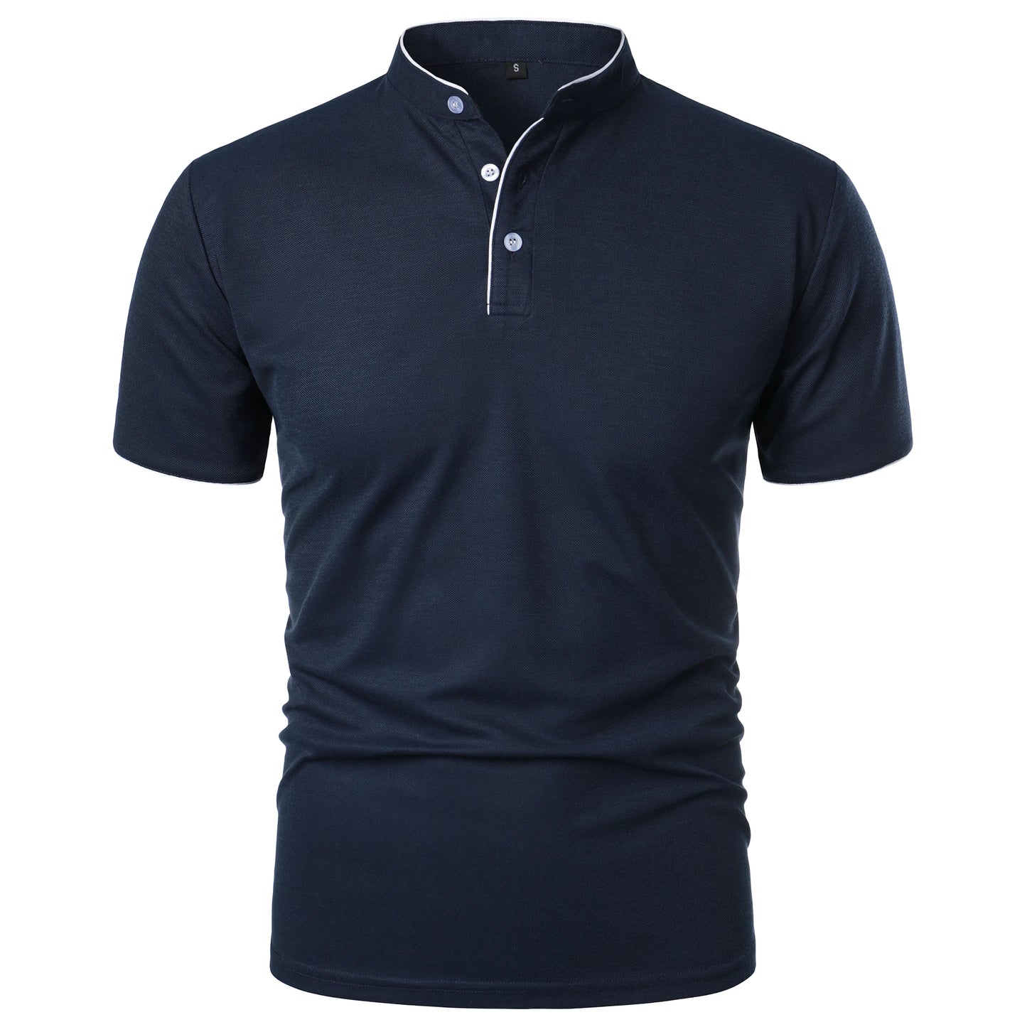 Camiseta masculina de manga curta com gola alta, moda casual diária, cor sólida, camiseta de manga curta com gola alta