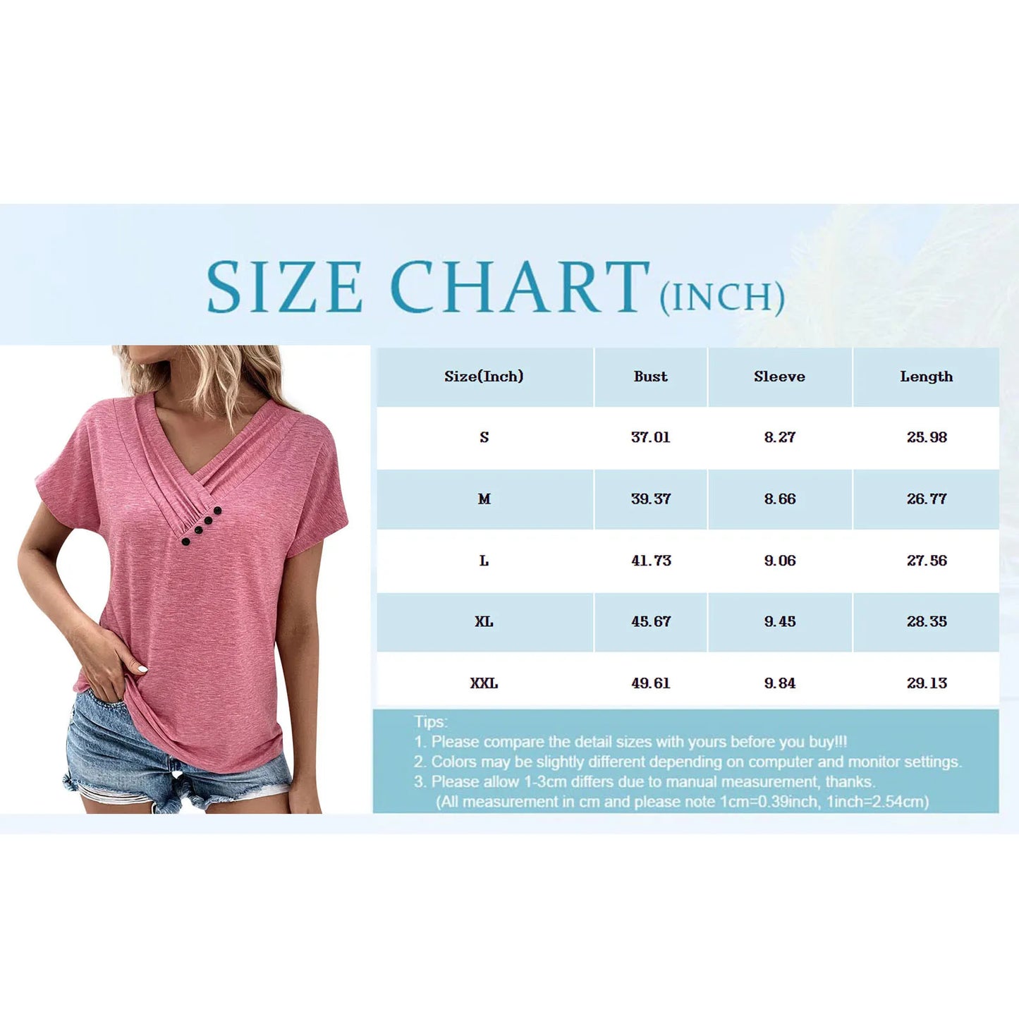 Camiseta feminina da moda, cor sólida, gola V, manga curta, básica, moda urbana, verão