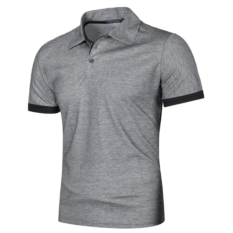 Nova camisa polo masculina de manga curta, cor sólida, streetwear, leve, lapela