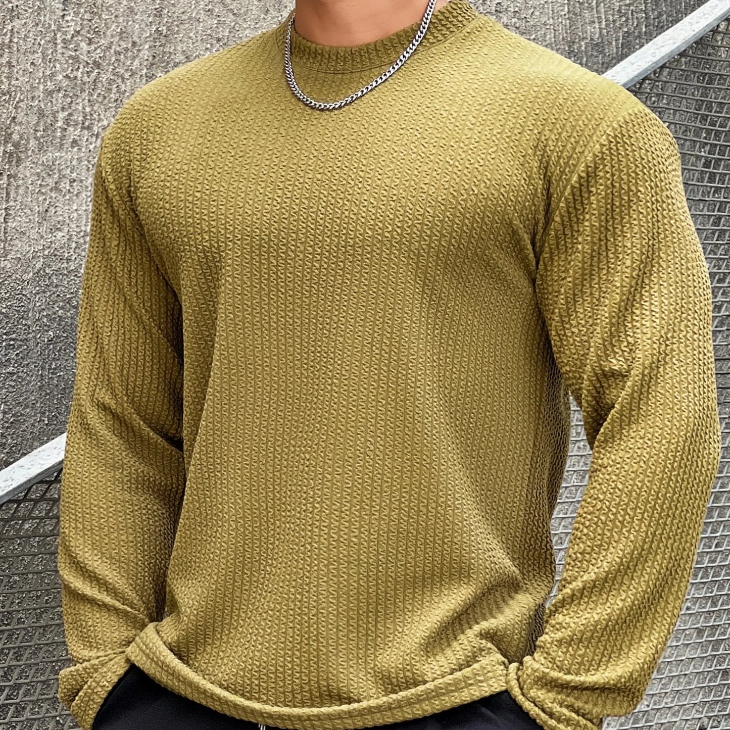 Camiseta casual masculina de manga comprida