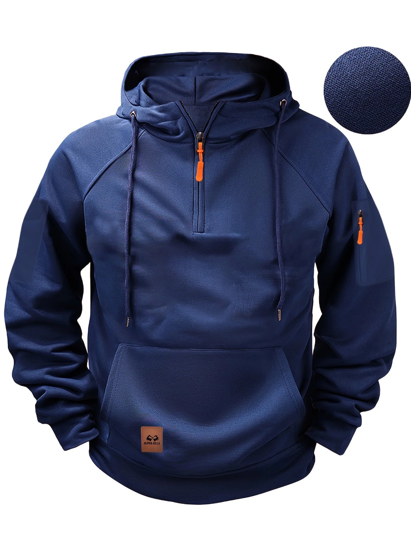 New Multi Pocket Zipper Fleece Dropped Shoulder Hooded Sweatshirt Men's Women's Plus Size Loose Pullover Fashion Sweatshirt