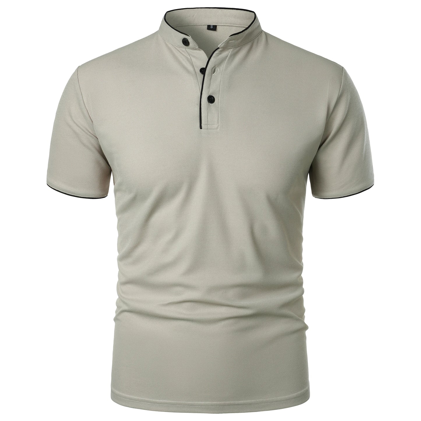 Camiseta masculina de manga curta com gola alta, moda casual diária, cor sólida, camiseta de manga curta com gola alta