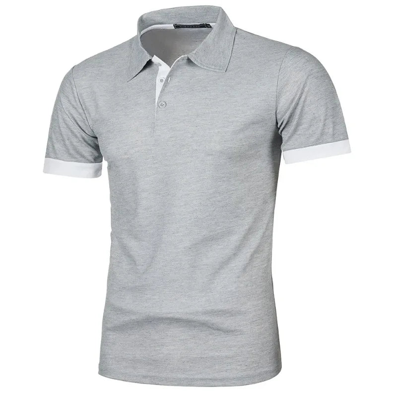 Nova camisa polo masculina de manga curta, cor sólida, streetwear, leve, lapela