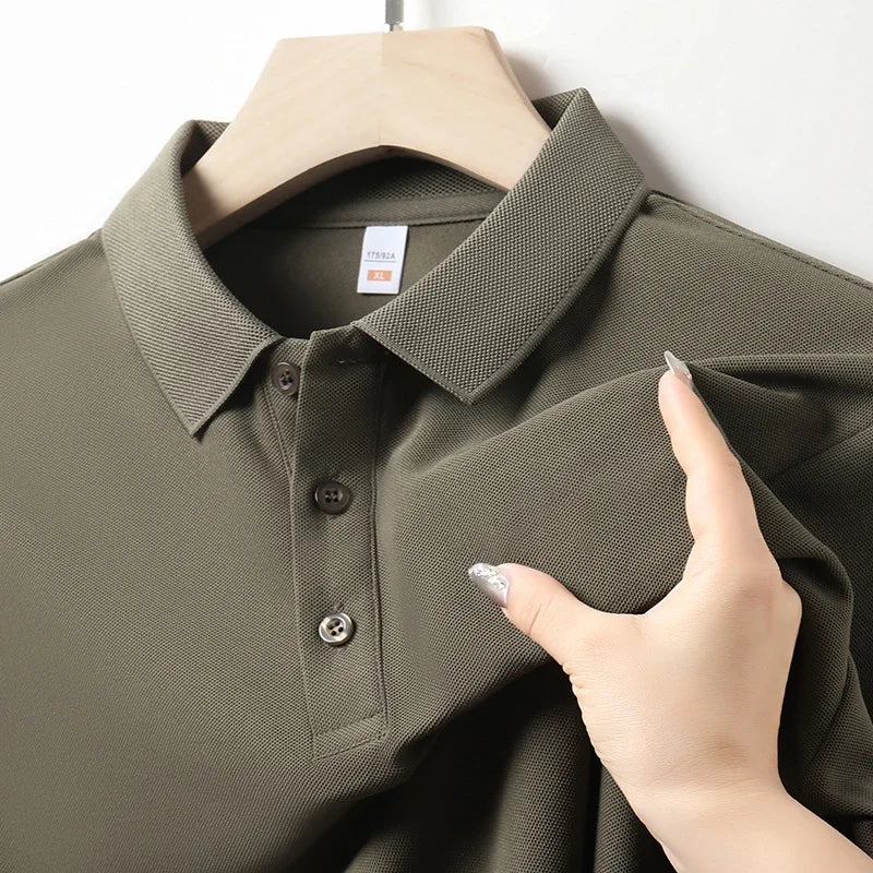Camisa polo masculina de manga curta, cor sólida, casual, moda verão, confortável