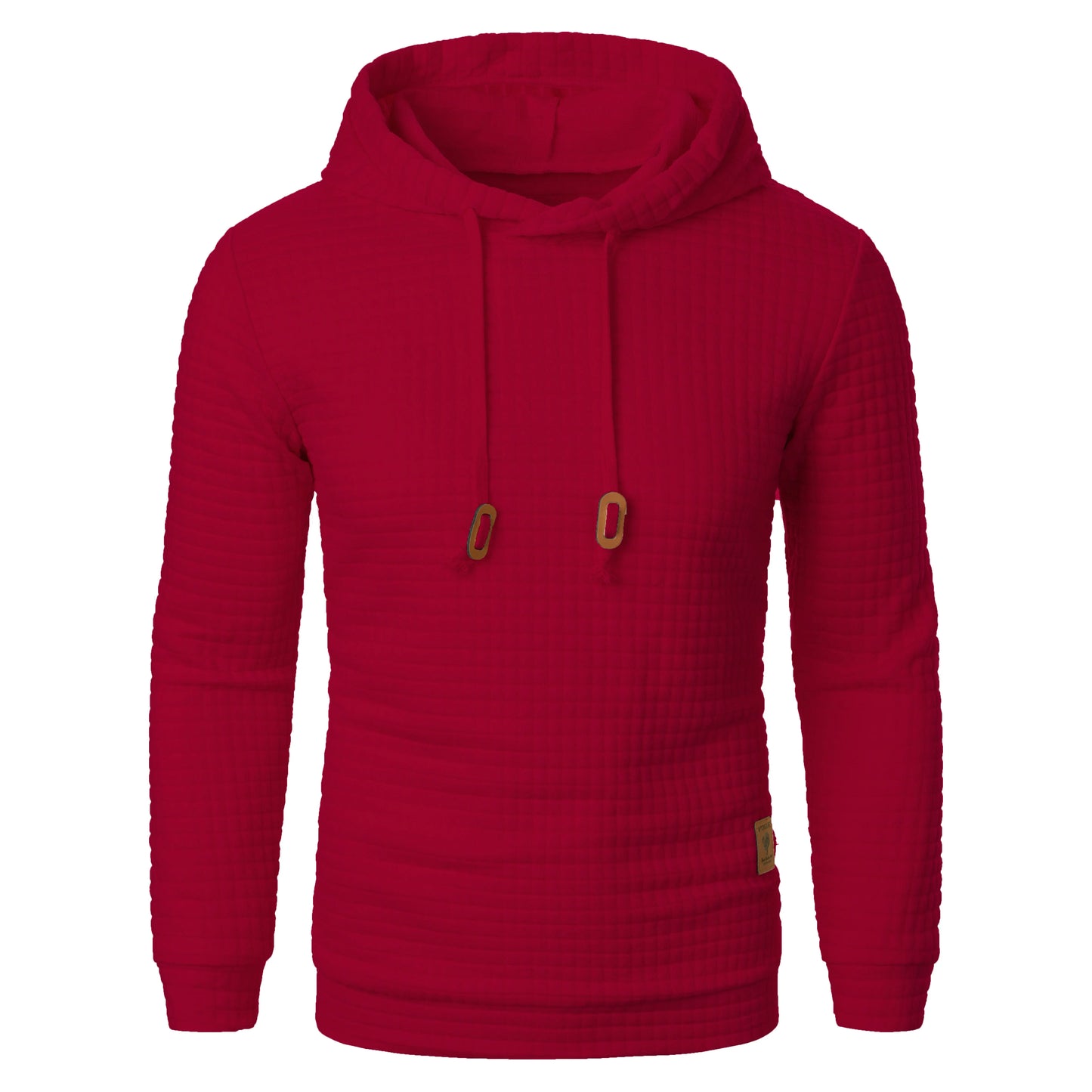 Casaco masculino com capuz, manga comprida, jacquard xadrez, cor quente, outono/inverno