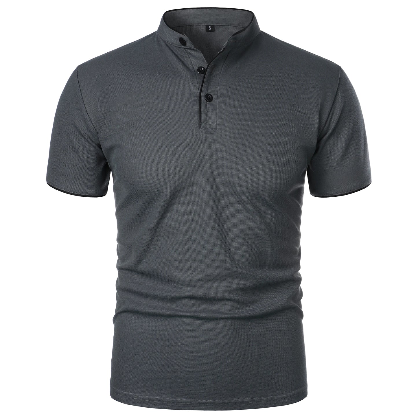 Camiseta masculina de manga curta com gola alta, moda casual diária, cor sólida, camiseta de manga curta com gola alta