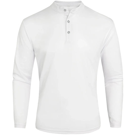 Camisa masculina de manga comprida com gola Henley, casual, respirável, para outono/primavera