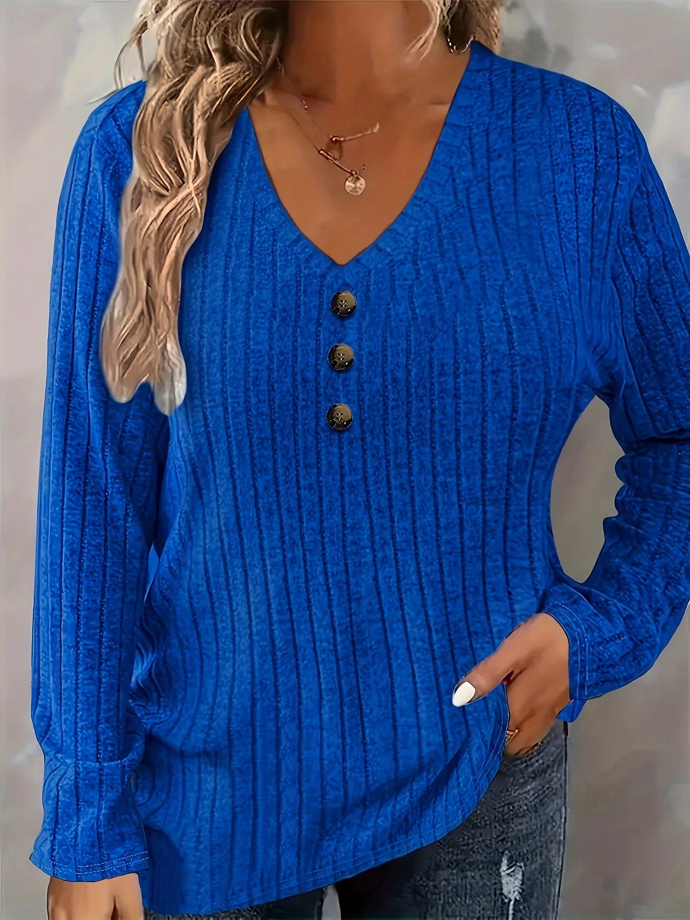 Camiseta feminina casual elegante plus size, manga comprida