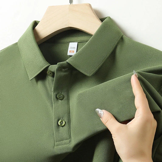Camisa polo masculina de manga curta, cor sólida, casual, moda verão, confortável