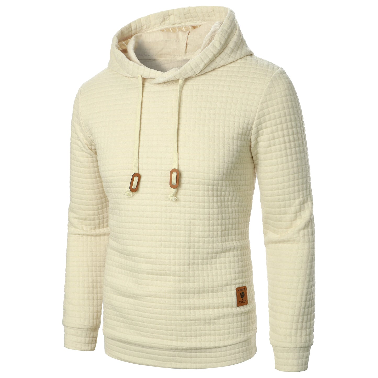 Casaco masculino com capuz, manga comprida, jacquard xadrez, cor quente, outono/inverno