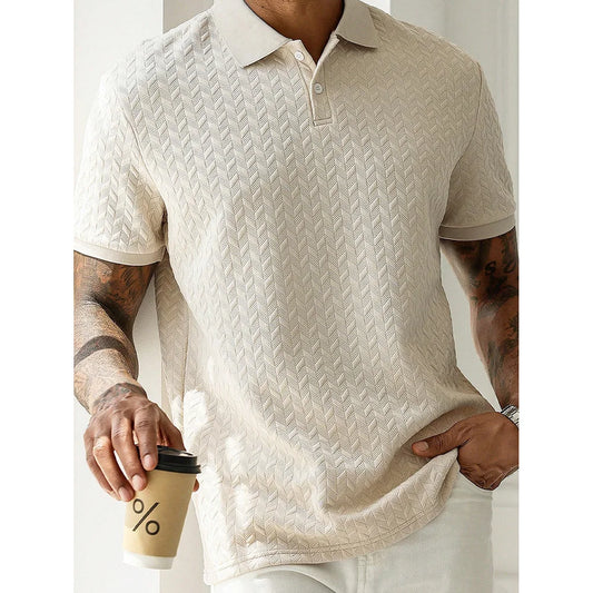 Camisa polo masculina de alta qualidade, manga curta, casual pesada, com botões, moda primavera/verão