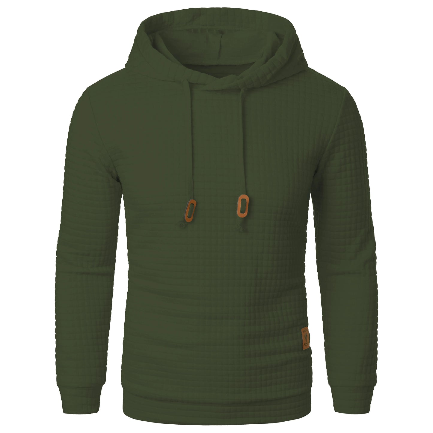 Casaco masculino com capuz, manga comprida, jacquard xadrez, cor quente, outono/inverno